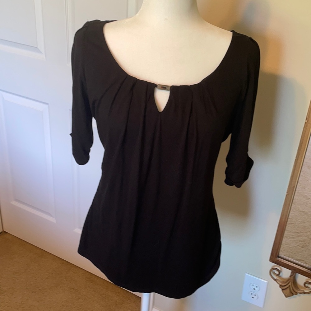 WHBM Black Top With Silver Tab